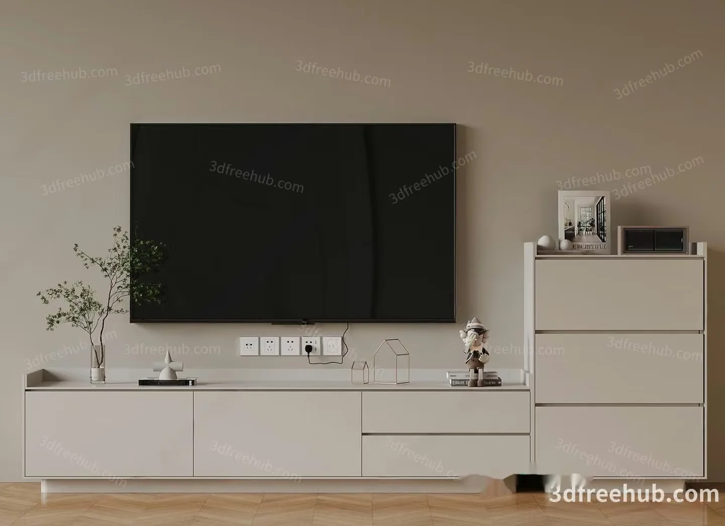 Modern Minimalist Entertainment Center 3D Model – 20871 – VRAY Render