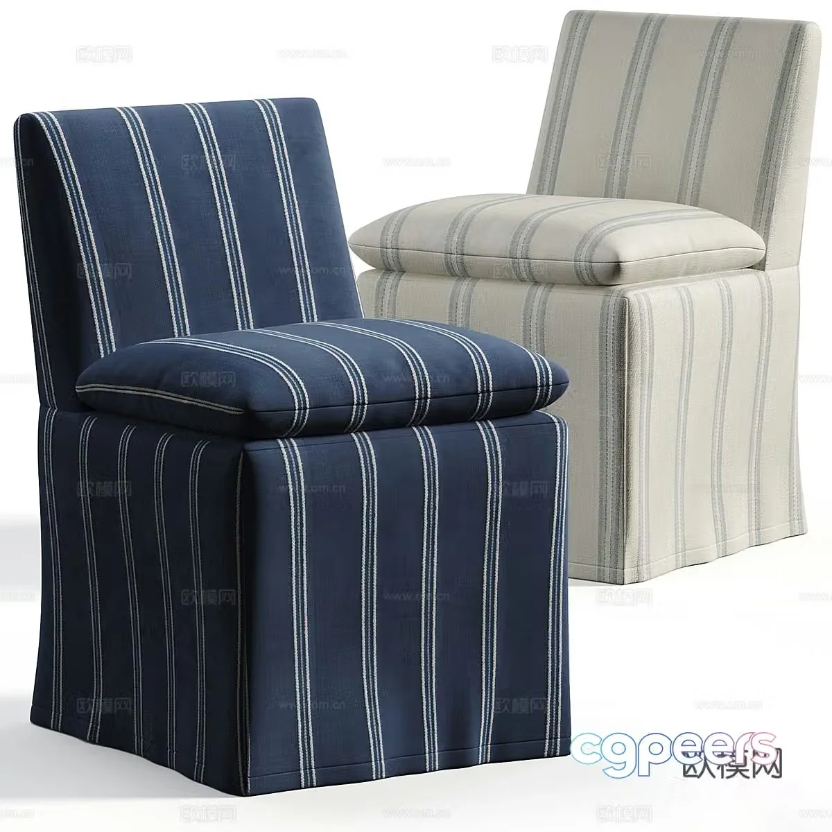 American simple fabric dining chair 3D model