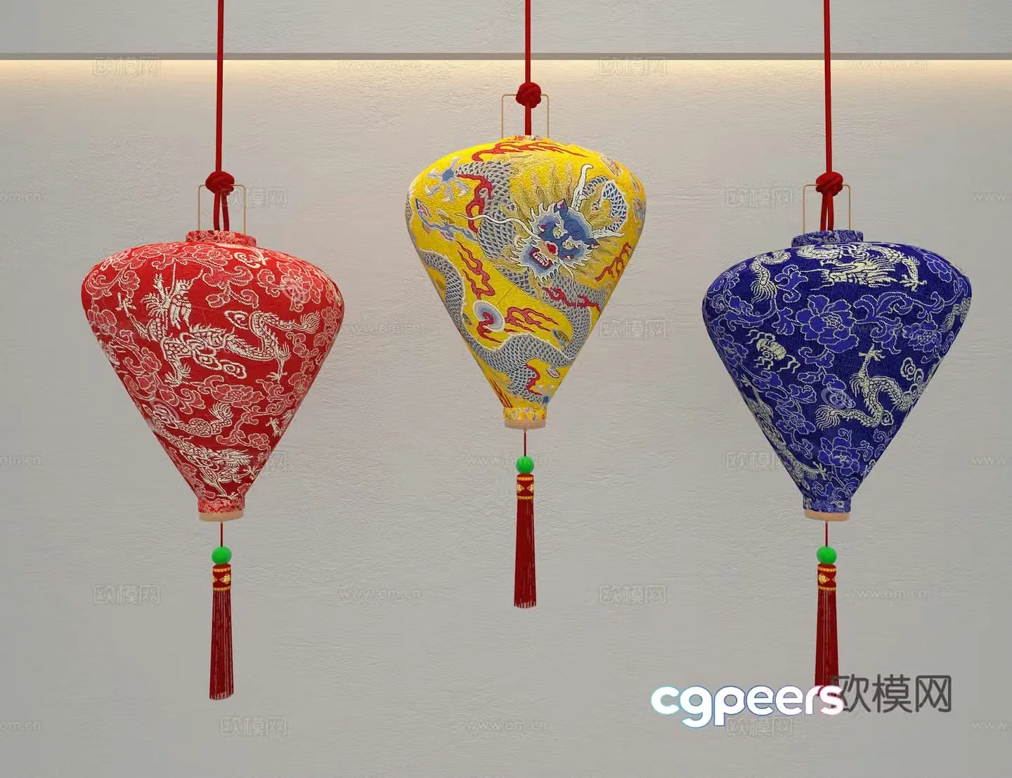 New Chinese style red lantern 3d model