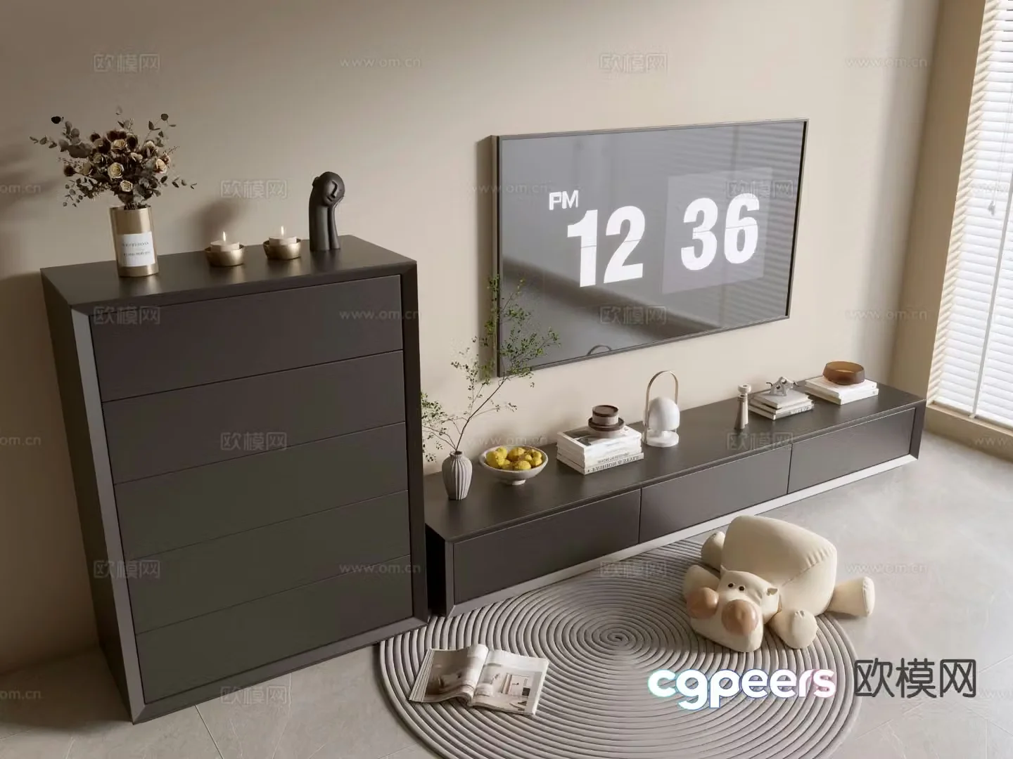Medieval style TV cabinet 3D model
