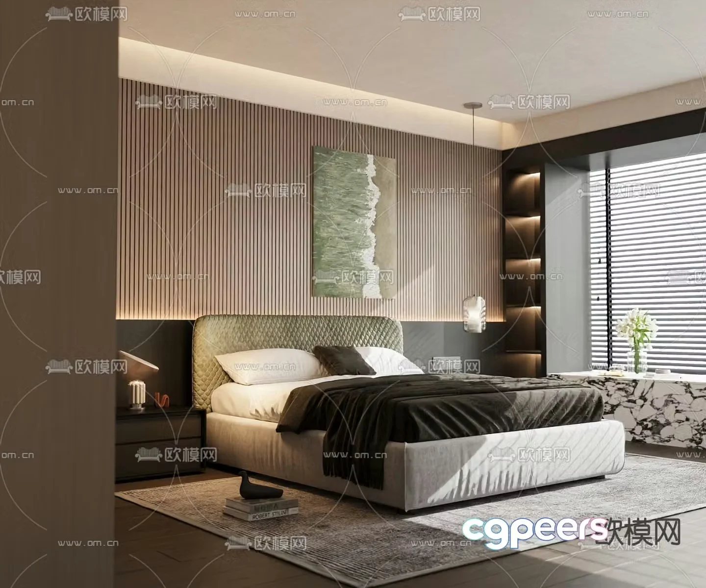 Italian double bed 3d model
