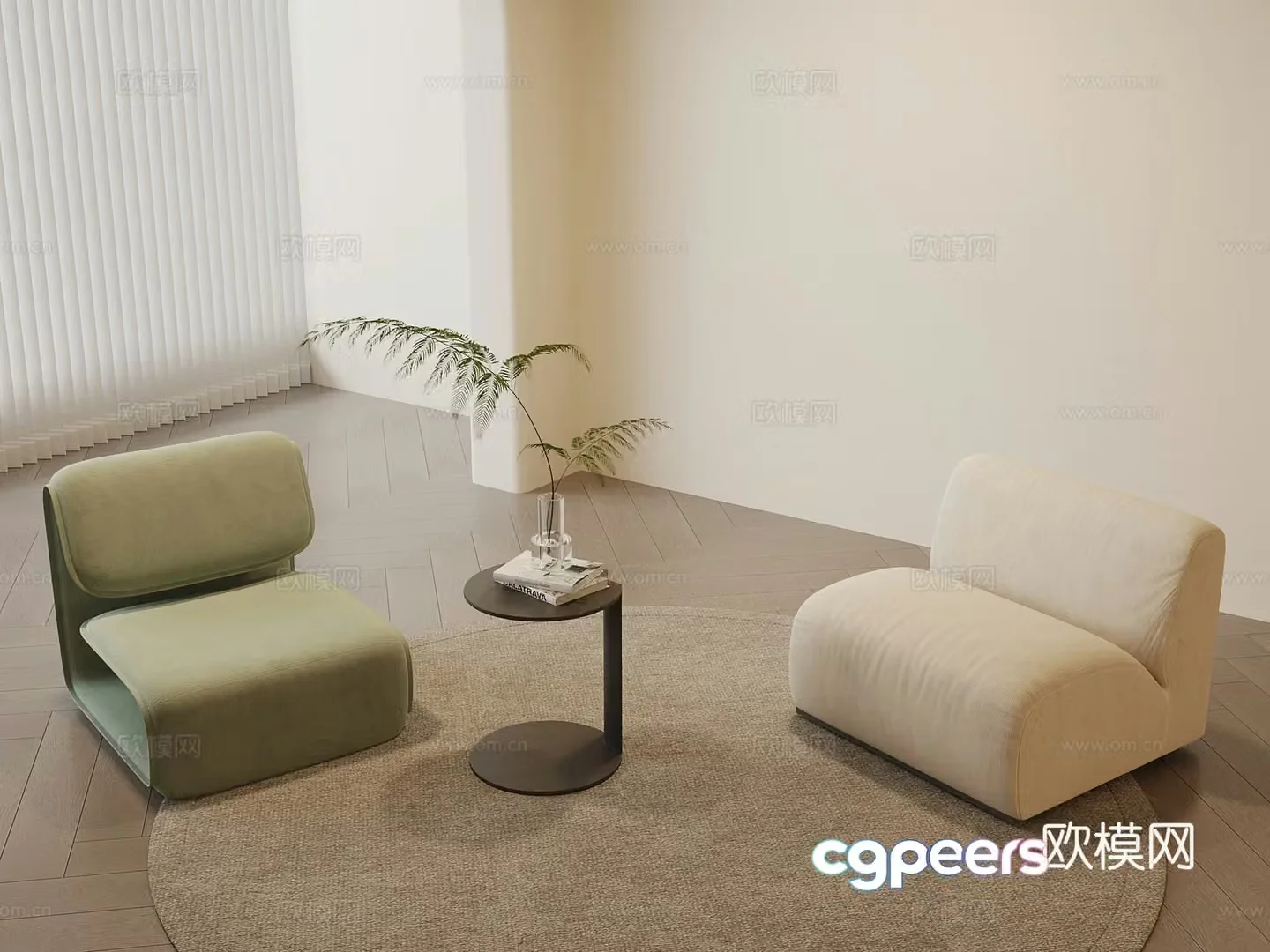 Leisure chair modern cream style leisure chair side corner 3D model