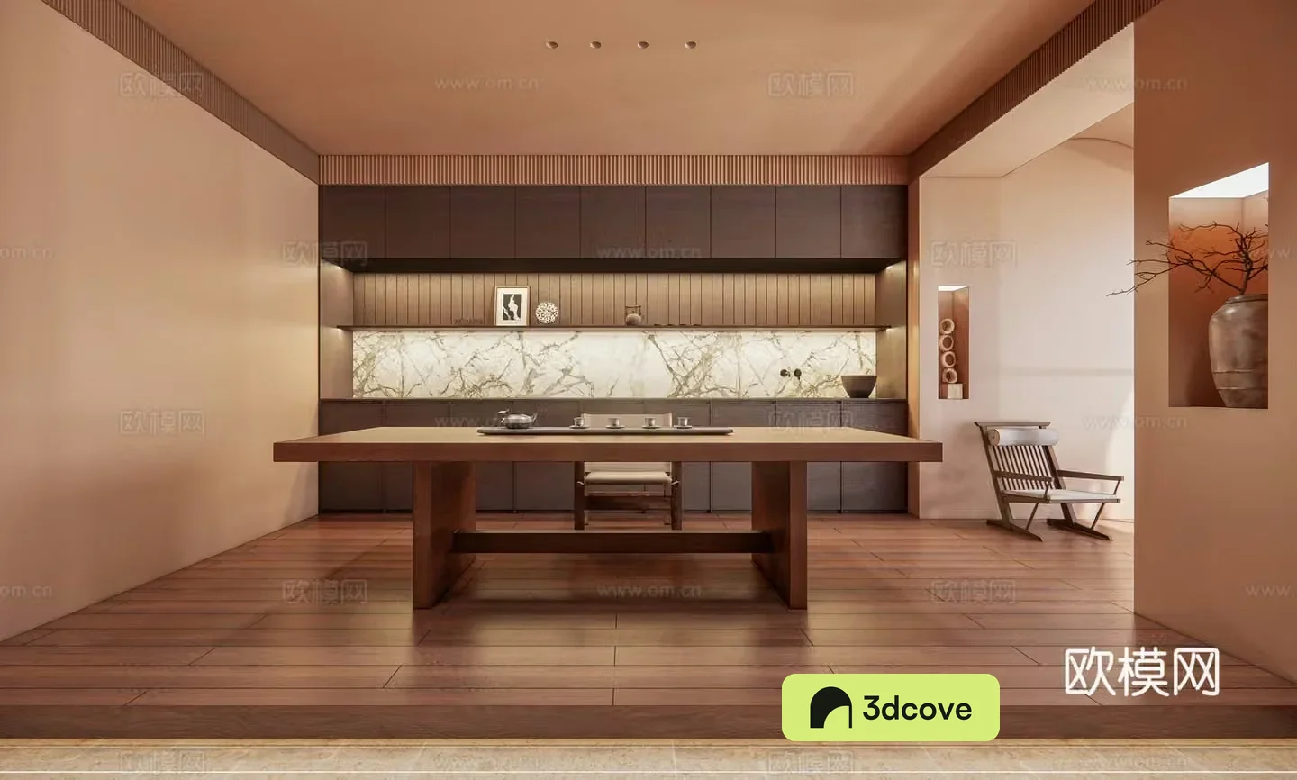 Wasabi Middle Style Tea Room Medium Style Career Tea Room Wasabi Wind Tea Room Tea Room Large Table 3D Model