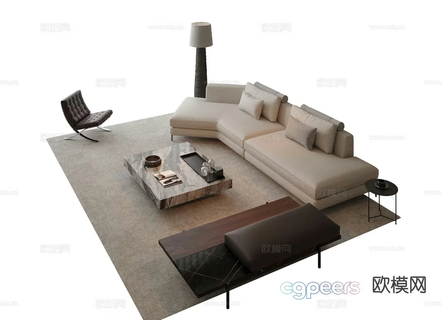 Italian sectional sofa 3d model