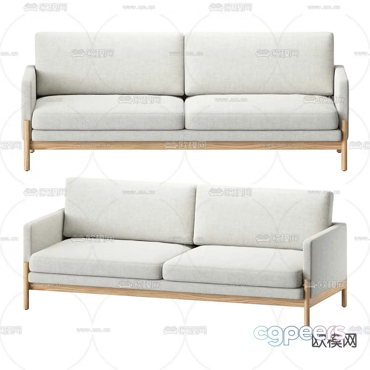 Double sofa upholstered sofa 3d model