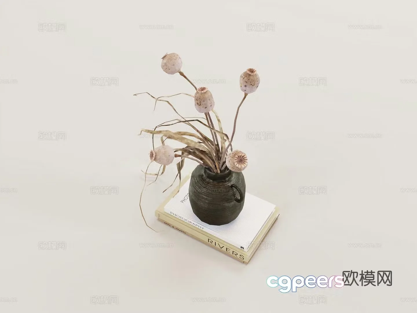 Wasabi air-dried flowers vase furnishings 3d model 3d model