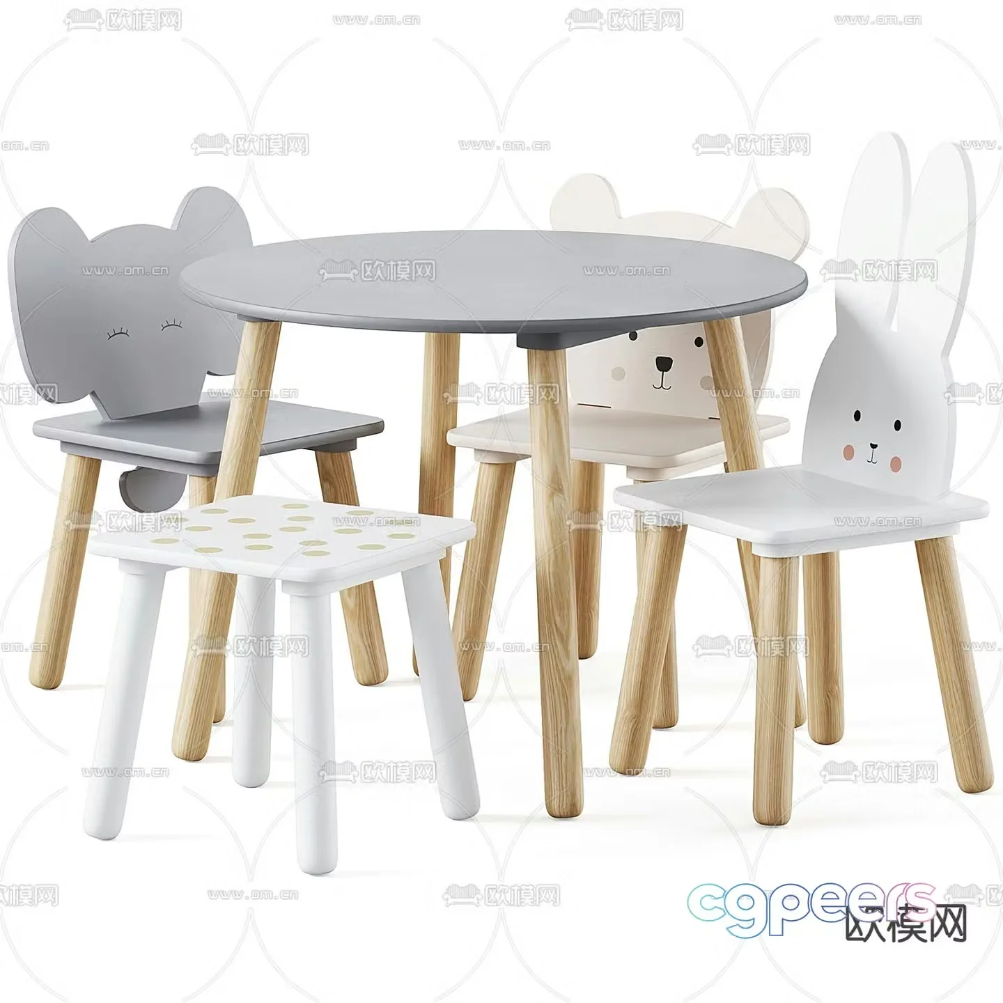 Children’s tables and chairs cartoon tables and chairs 3d model