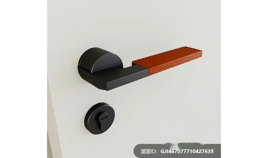 A Black Door Handle With A Brown Lever 3D Model – 11657 – CORONA Render