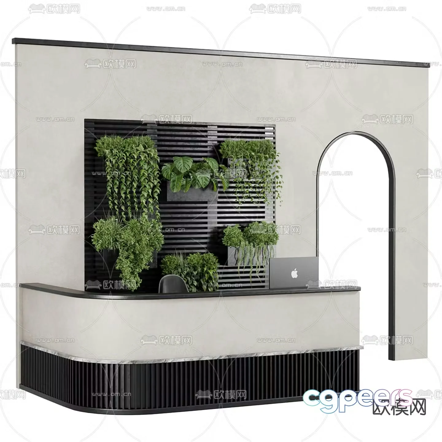 Wabi-sabi style front desk reception desk service desk 3d model