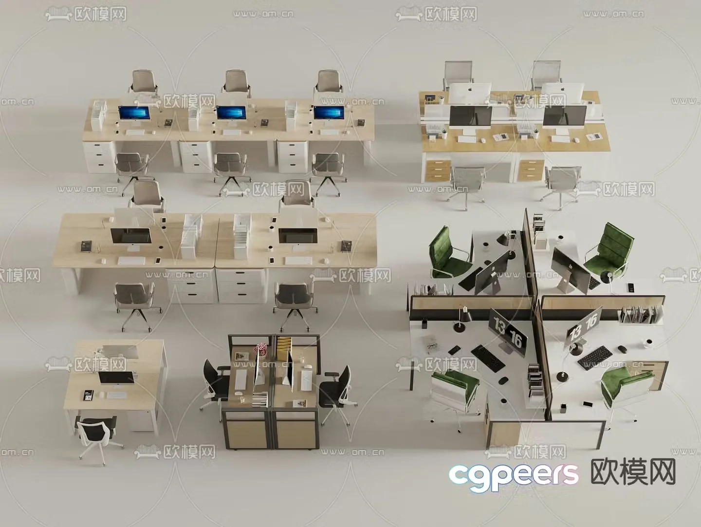 Card space desk work station post 3d model