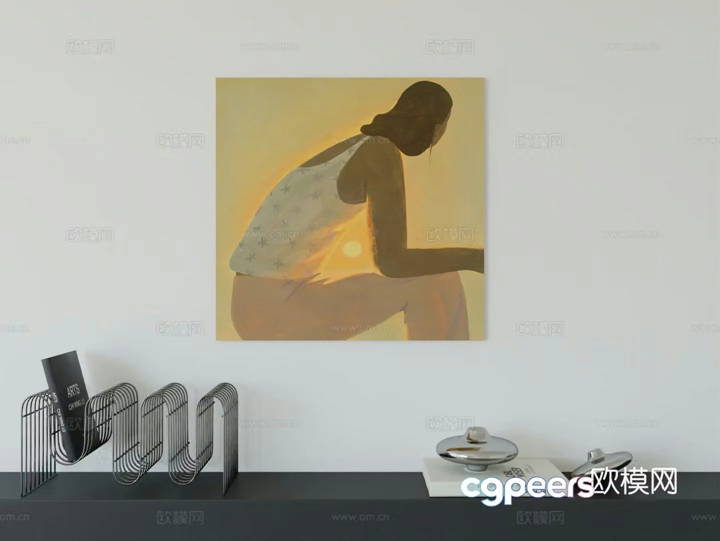 Modern minimalist hanging painting Bauhaus art hanging painting 3d model