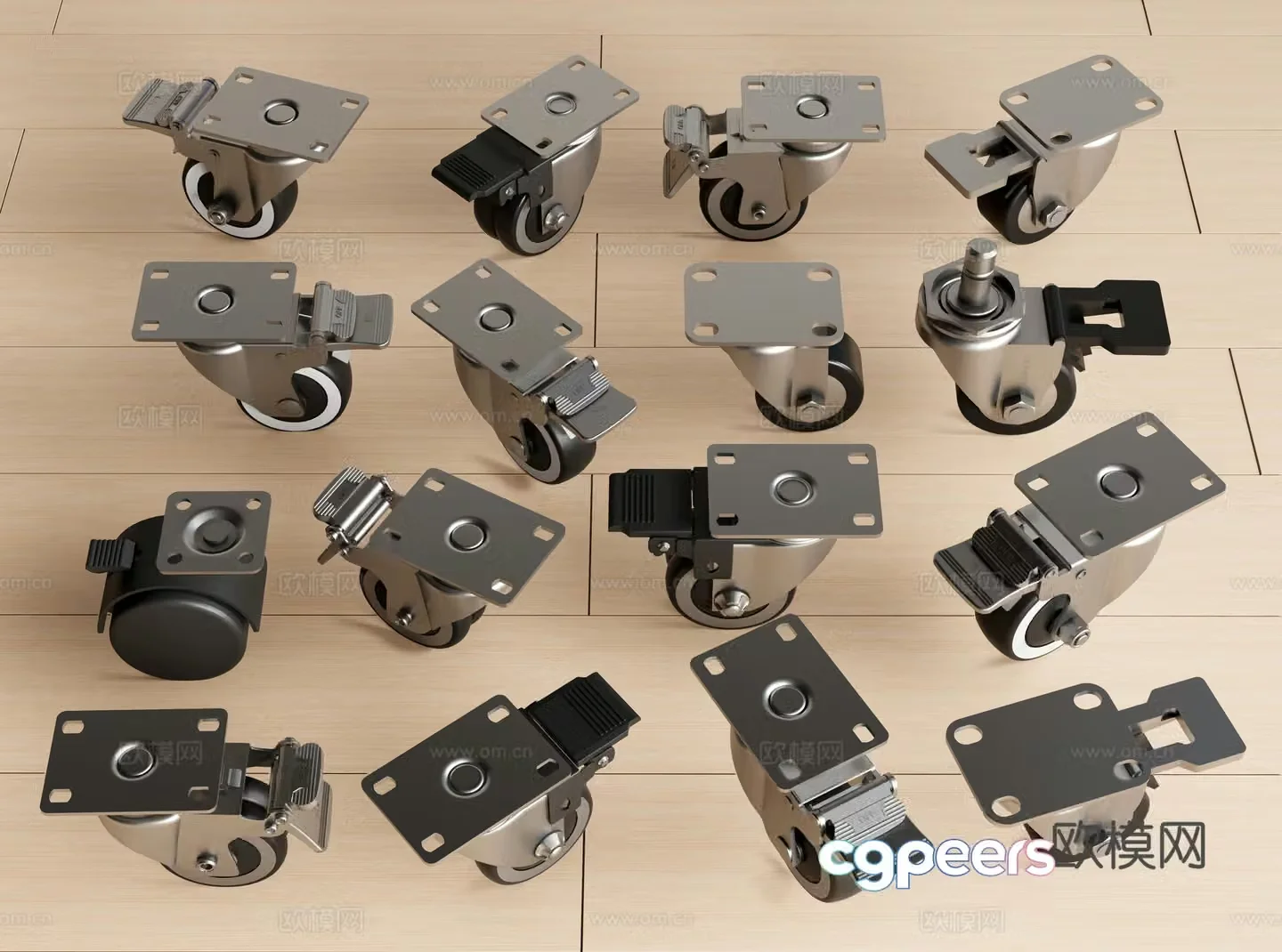Modern pulley universal wheel roller wheel caster hardware 3d model