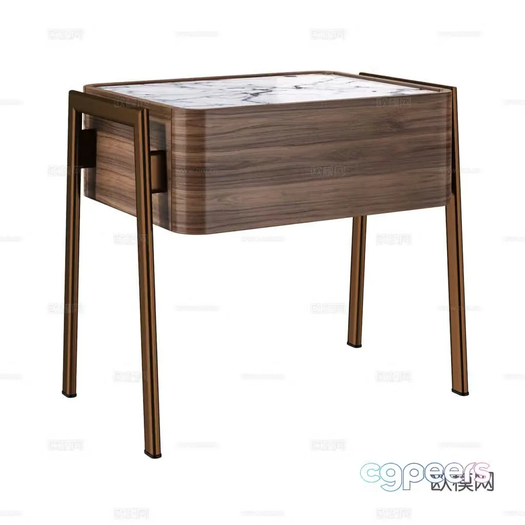Modern Italian light luxury bedside table 3D model