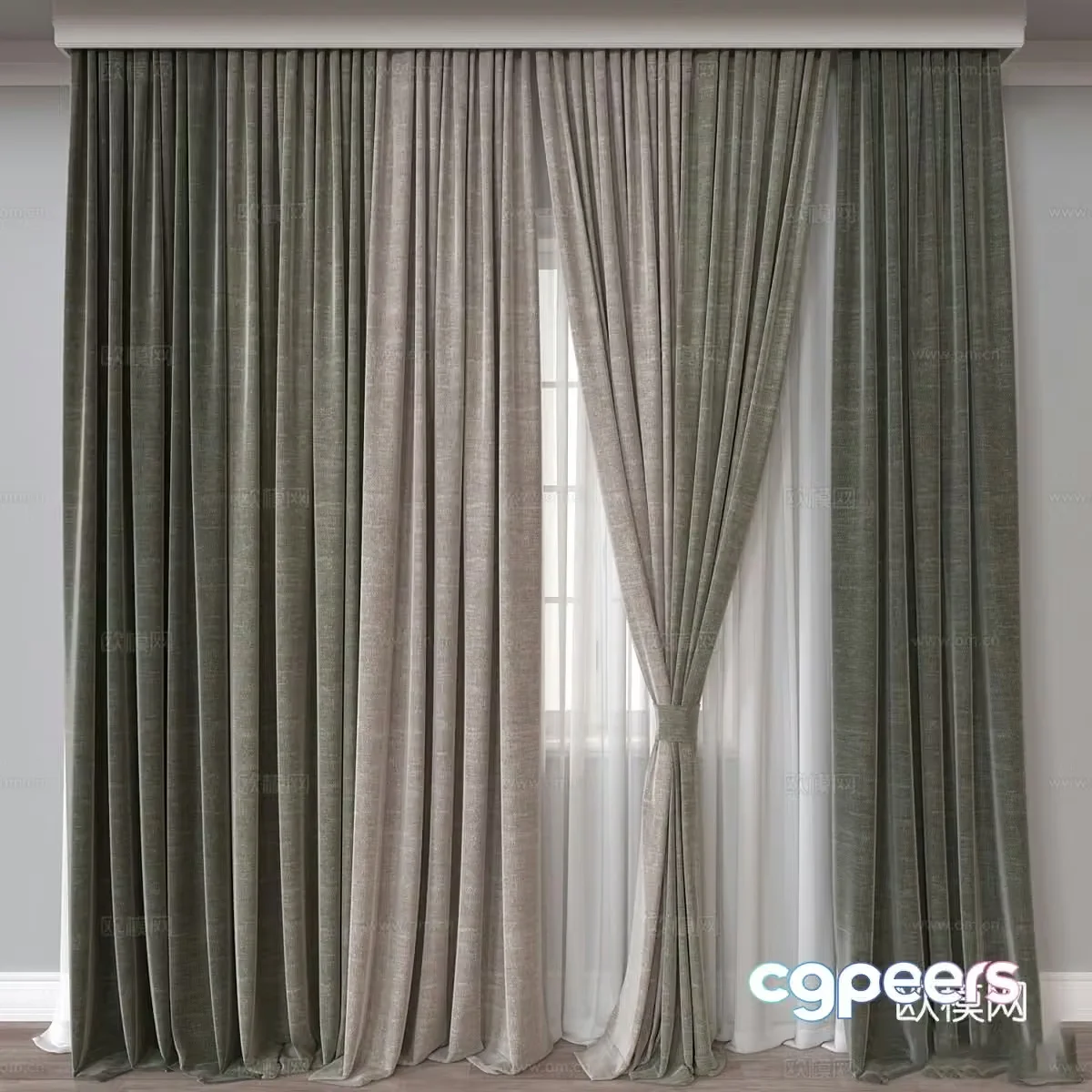 New Chinese style fabric curtain 3D model