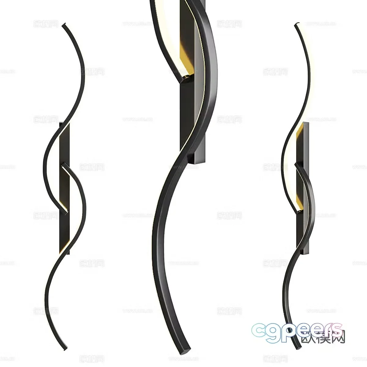 Modern minimalist linear metal wall lamp 3d model