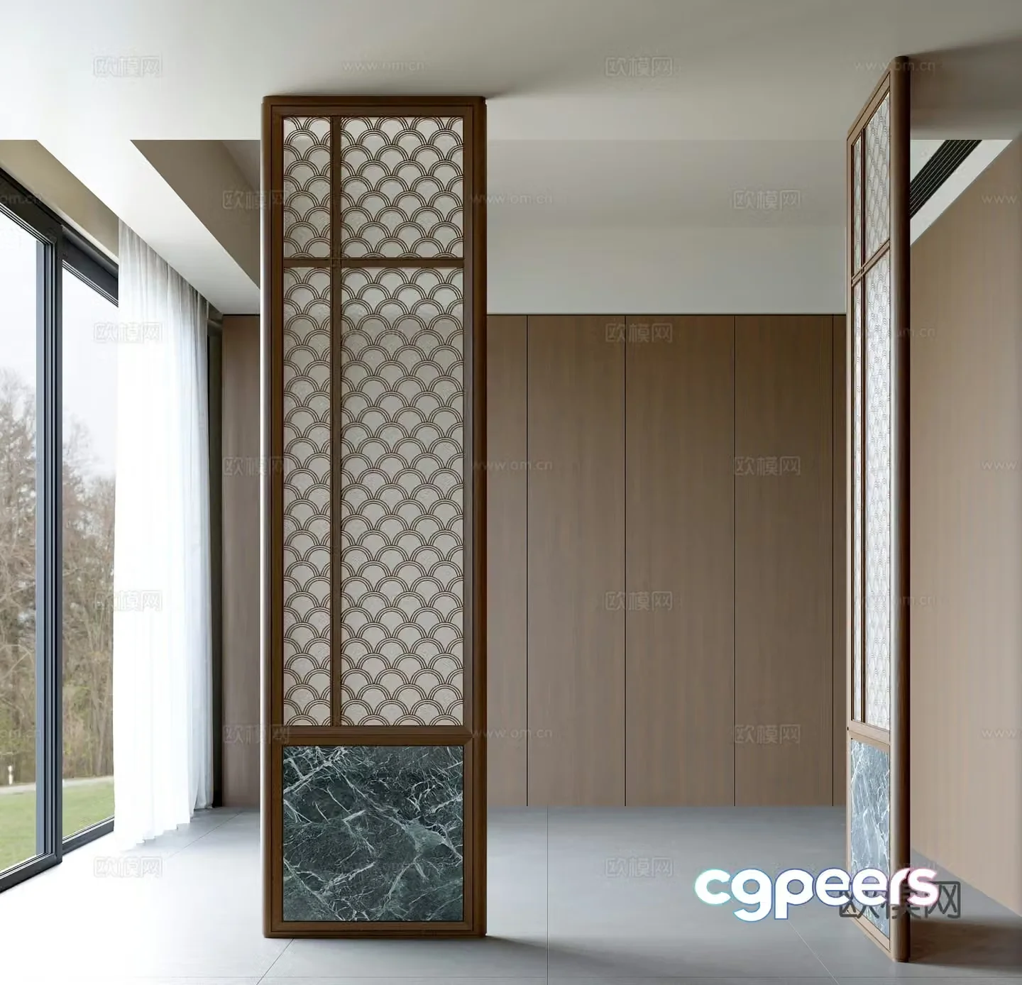 New Chinese style screen partition 3D model