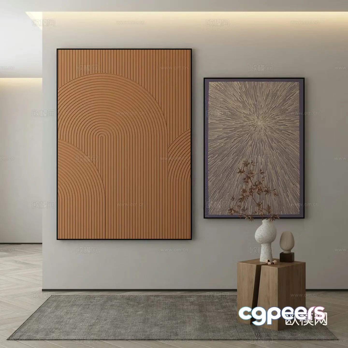 Modern texture painting decorative painting 3d model