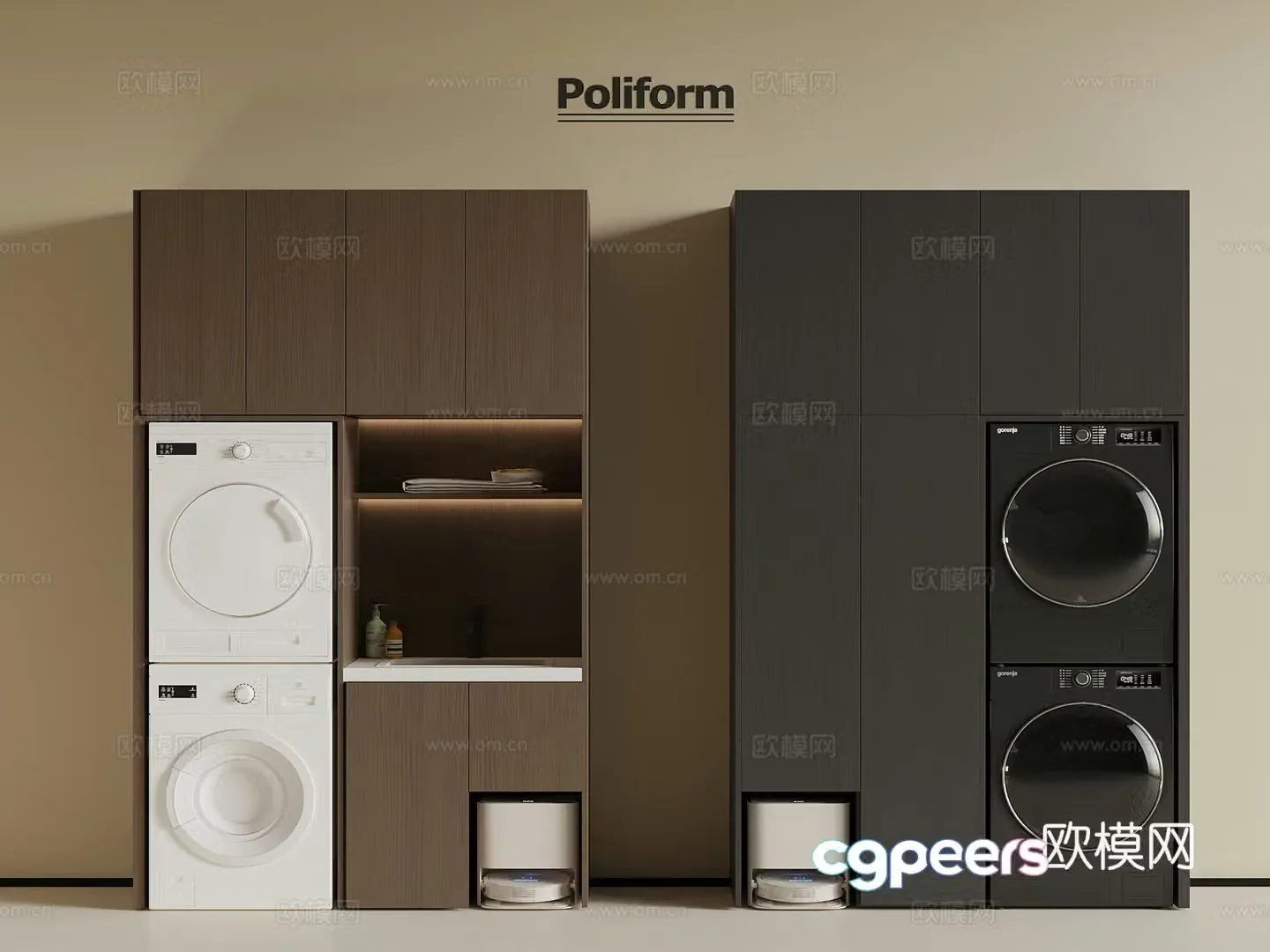 Modern washing machine cabinet bathroom cabinet 3d model