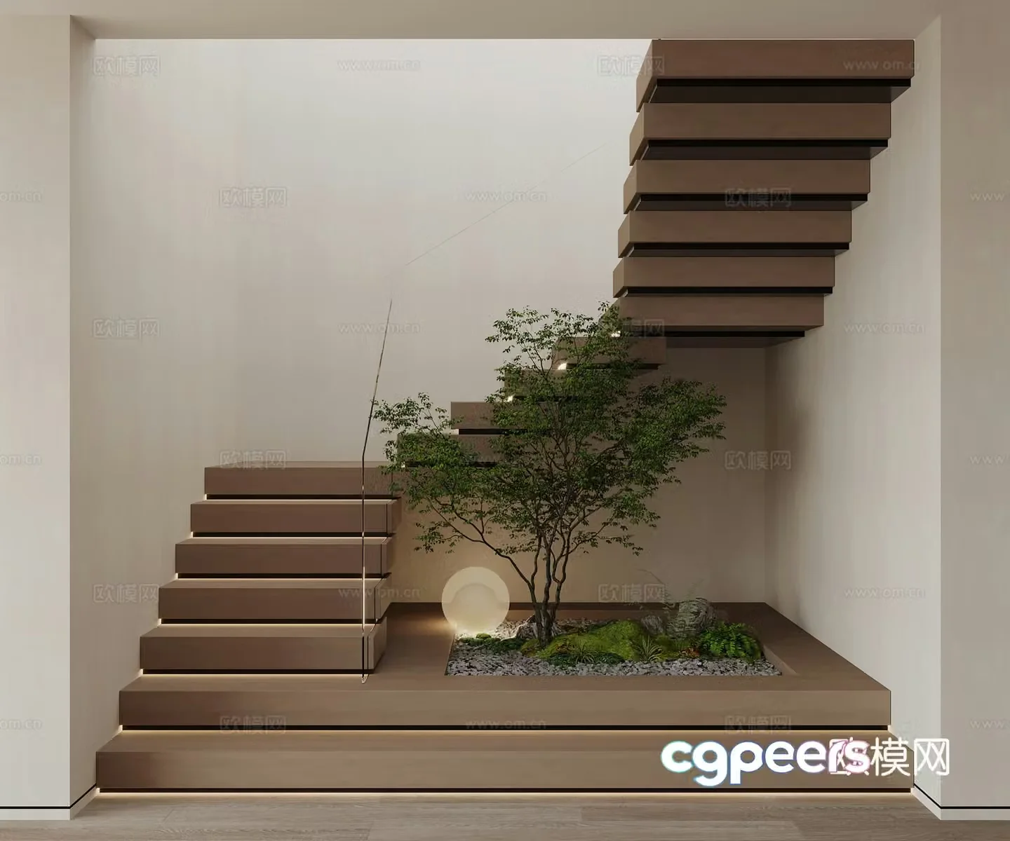 Modern stairwell Stair landscaping 3D model