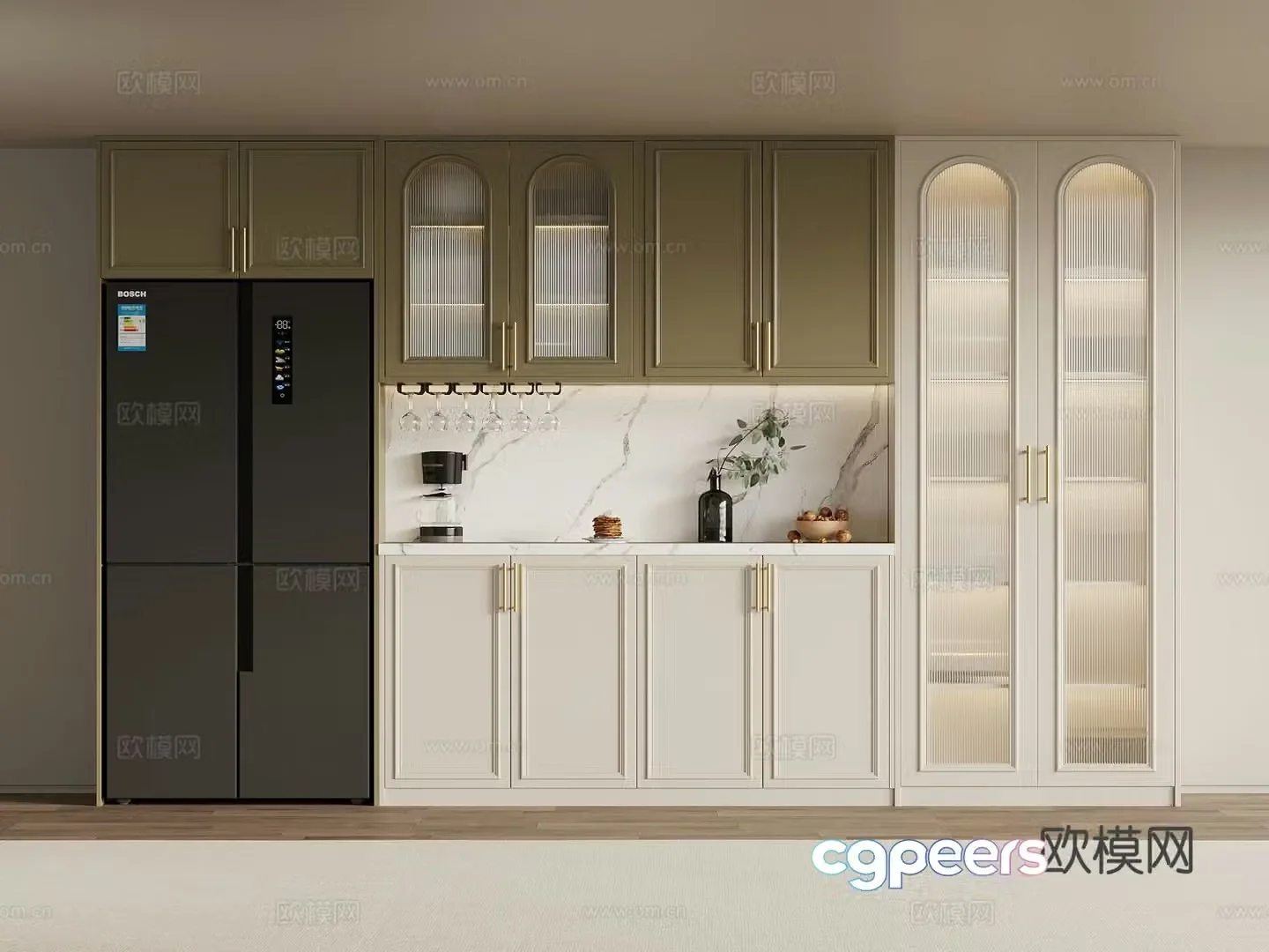 French wine cabinet sideboard 3d model