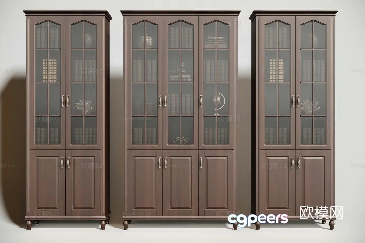 American solid wood finished bookcase 3D model