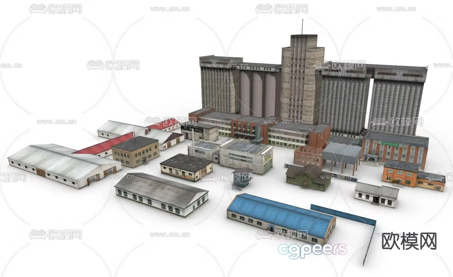 Office building factory building 3d model