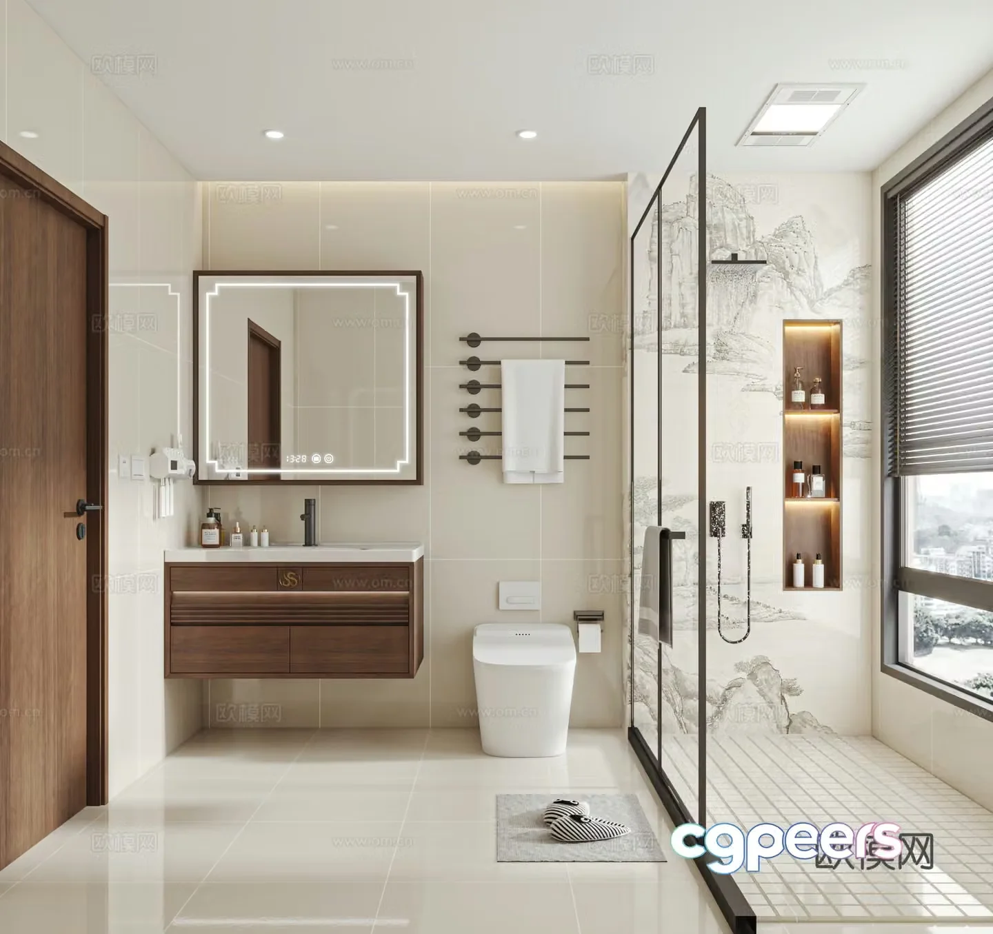Song style aesthetic bathroom 3D model