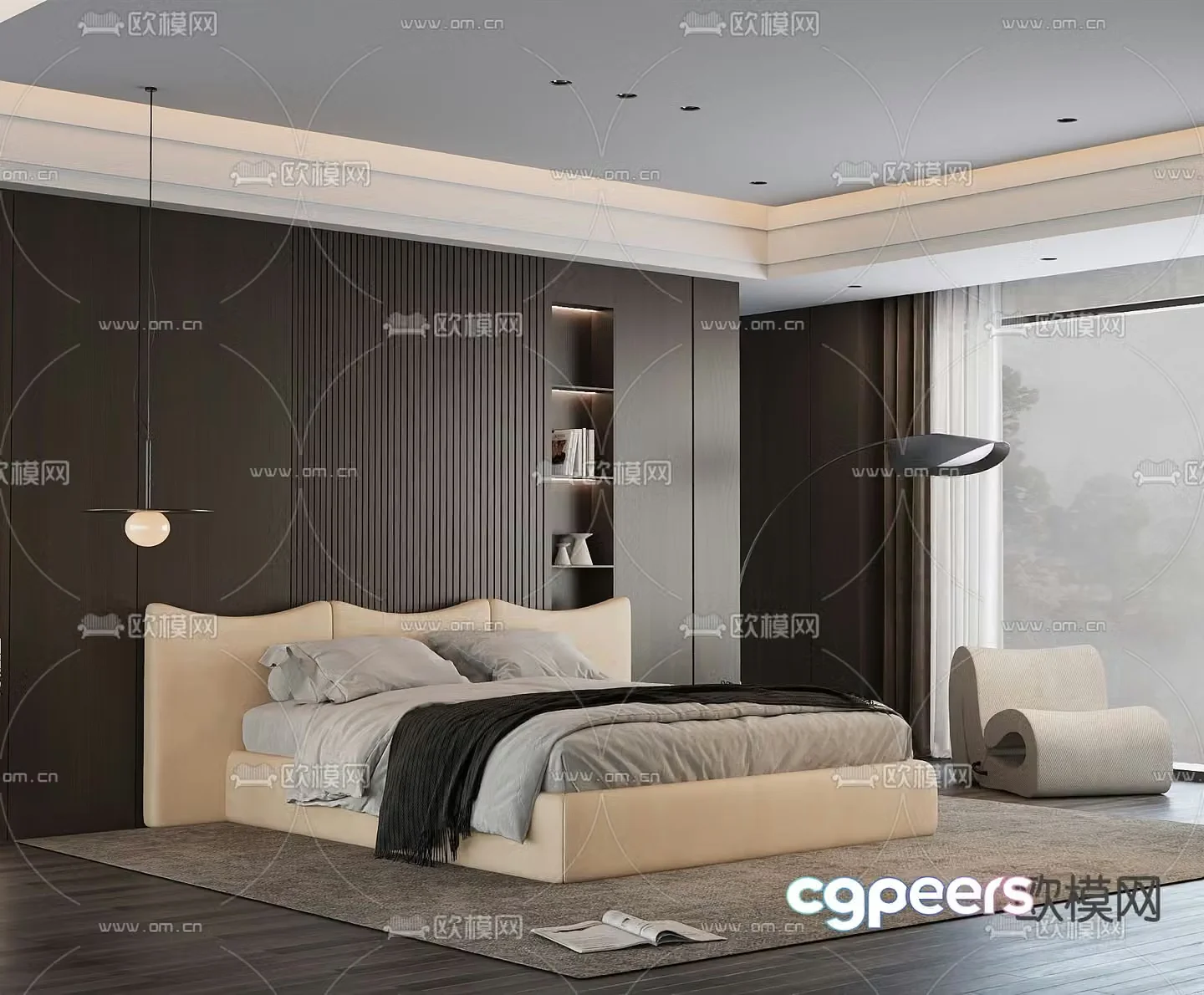 Italian double bed 3d model