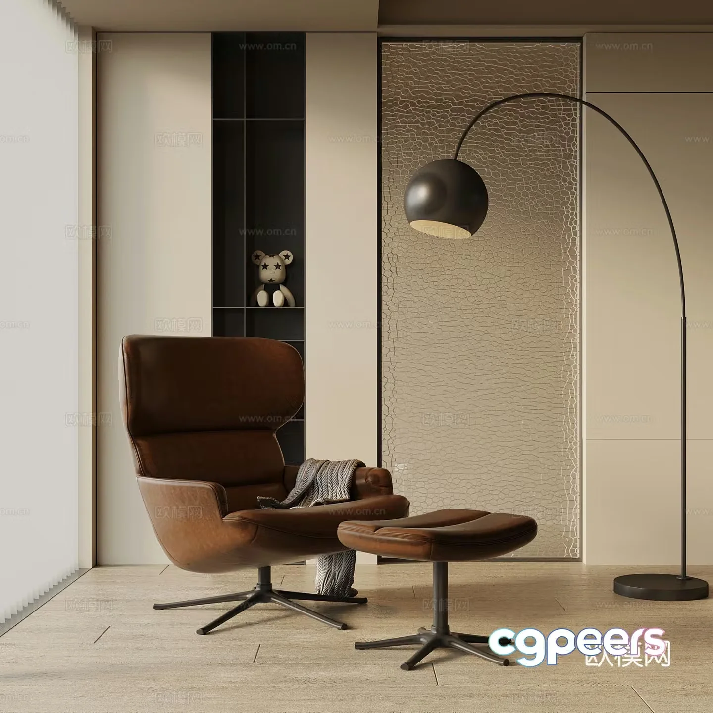 Modern lounge chair leisure chair floor lamp 3d model