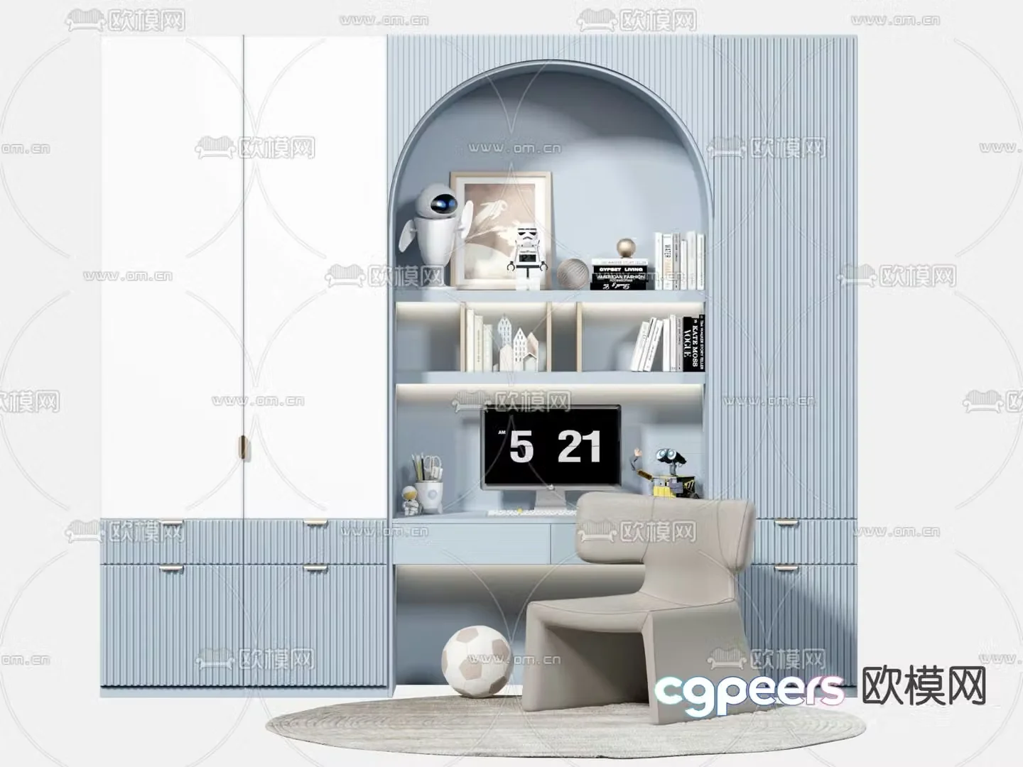 modern children’s wardrobe desk 3d model