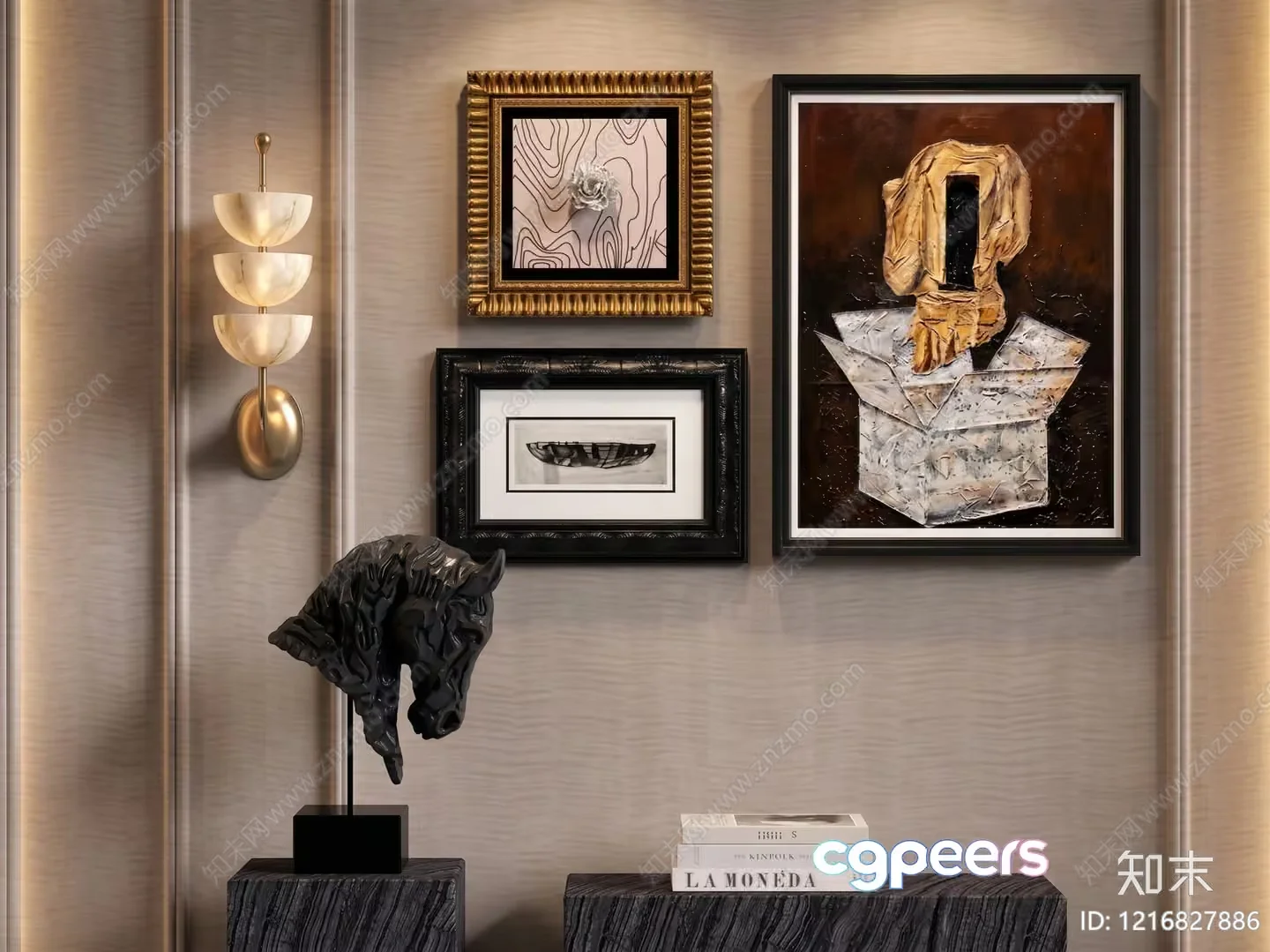 Modern Art Display 3D Model – 15533 – VRAY Render