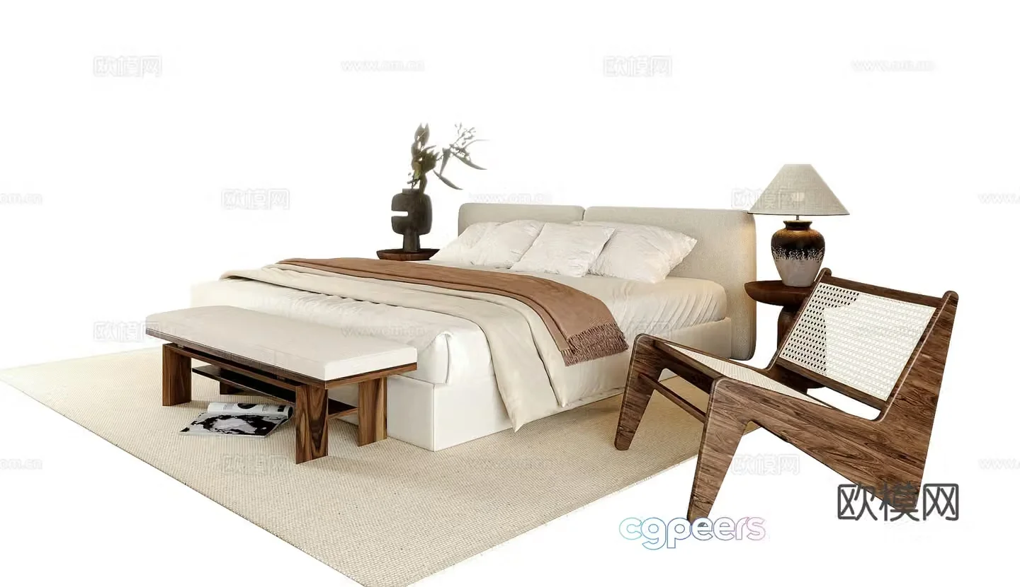 3 Silend Wind Double bed 3D model