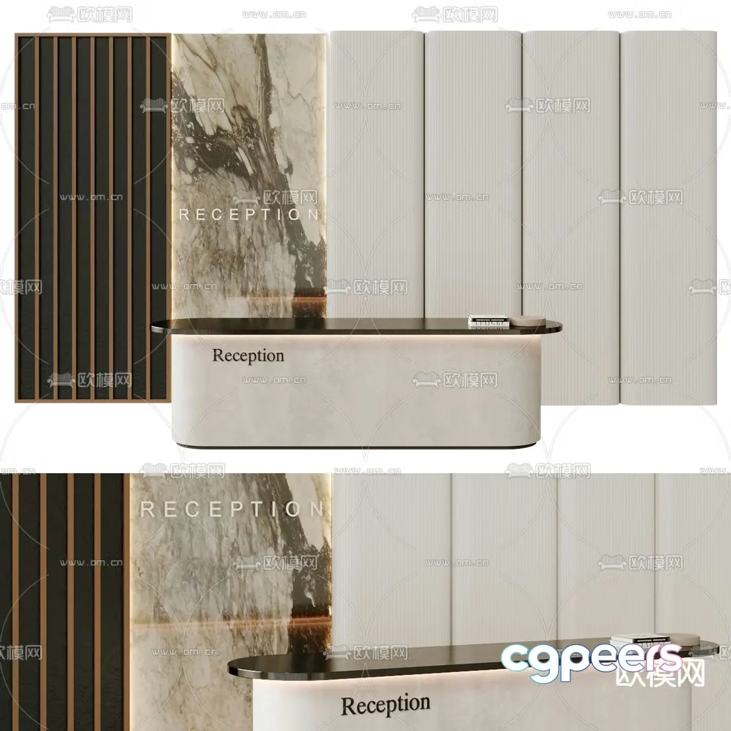Modern front desk reception desk 3d model