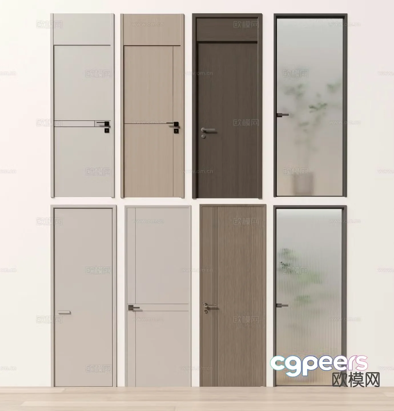 Door Changhong glass door swing door bedroom door 3d model