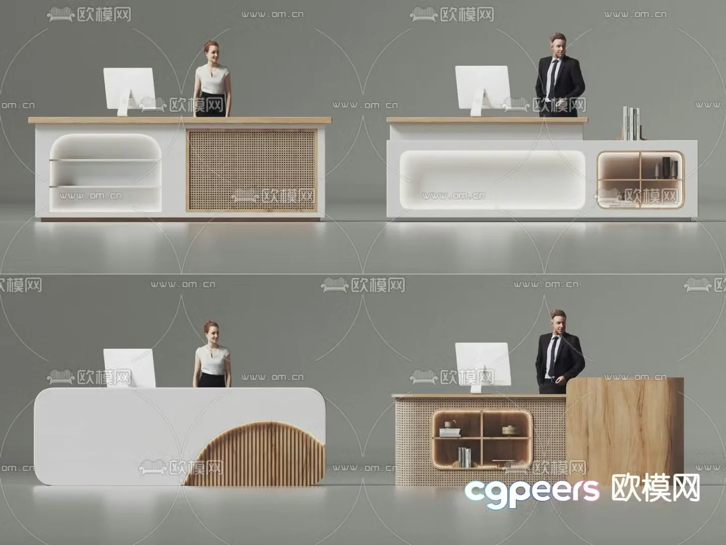 Wabi-sabi style front desk reception desk service desk 3d model