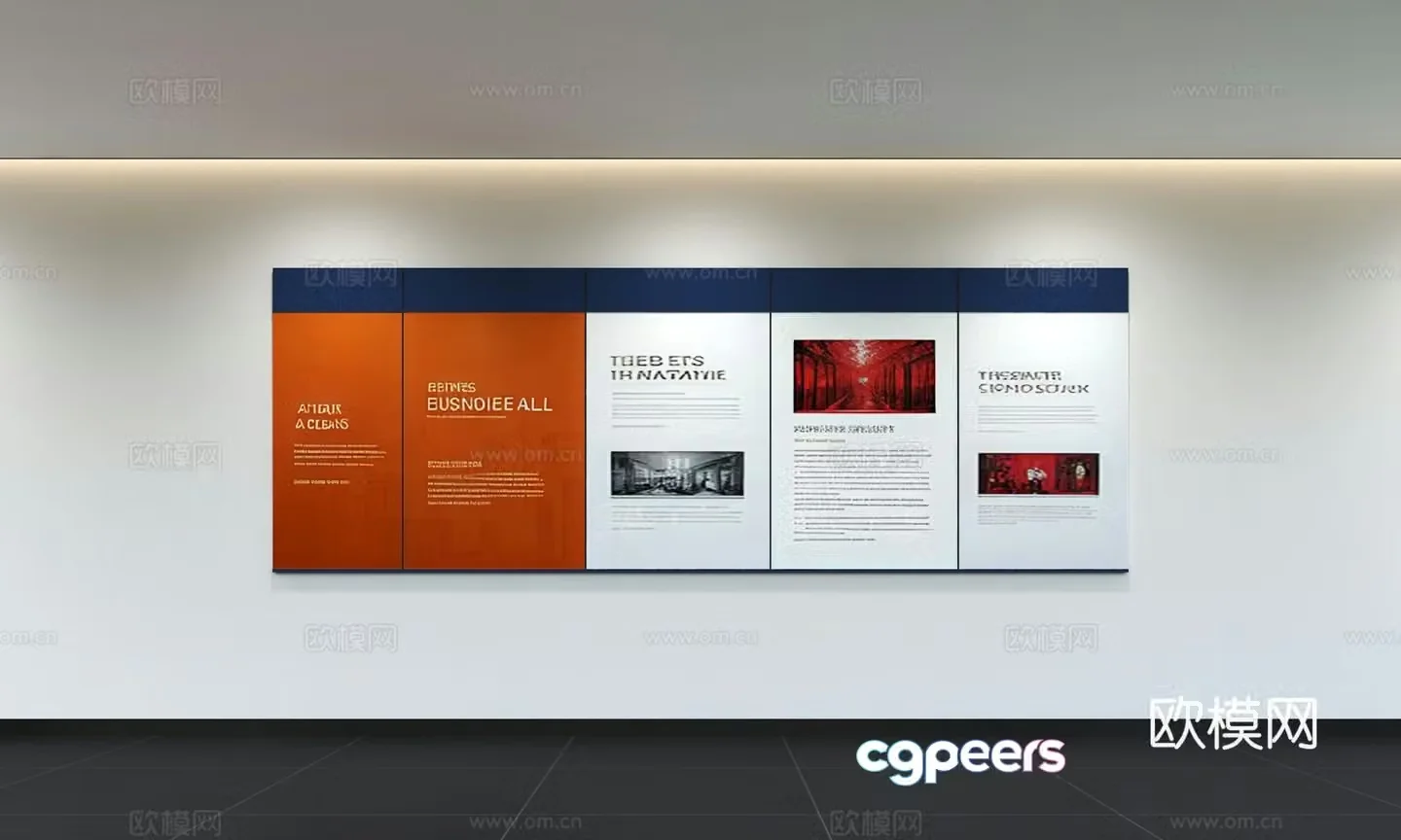 Modern corporate culture wall Office background wall Corridor Promotional column Slogan Slogan Corporate style 3D model