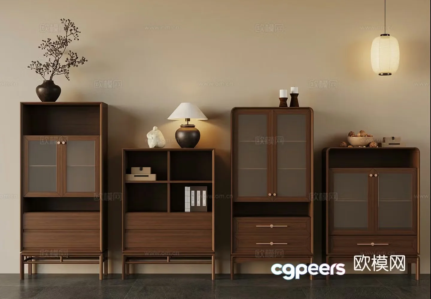 10 new Chinese side cabinet decoration cabinet low cabinet 3D model