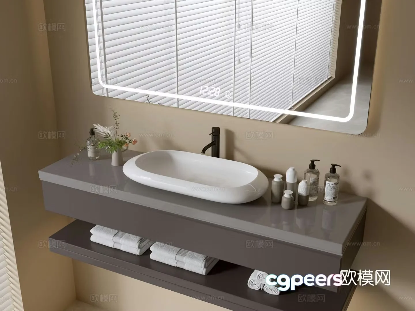 Modern bathroom cabinet bathroom basin bathroom ornaments mirror cabinet sink 3d model