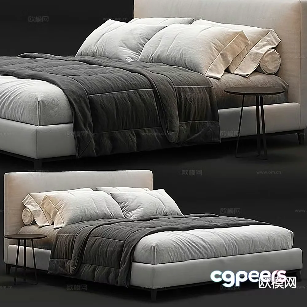 Modern double bed 3d model