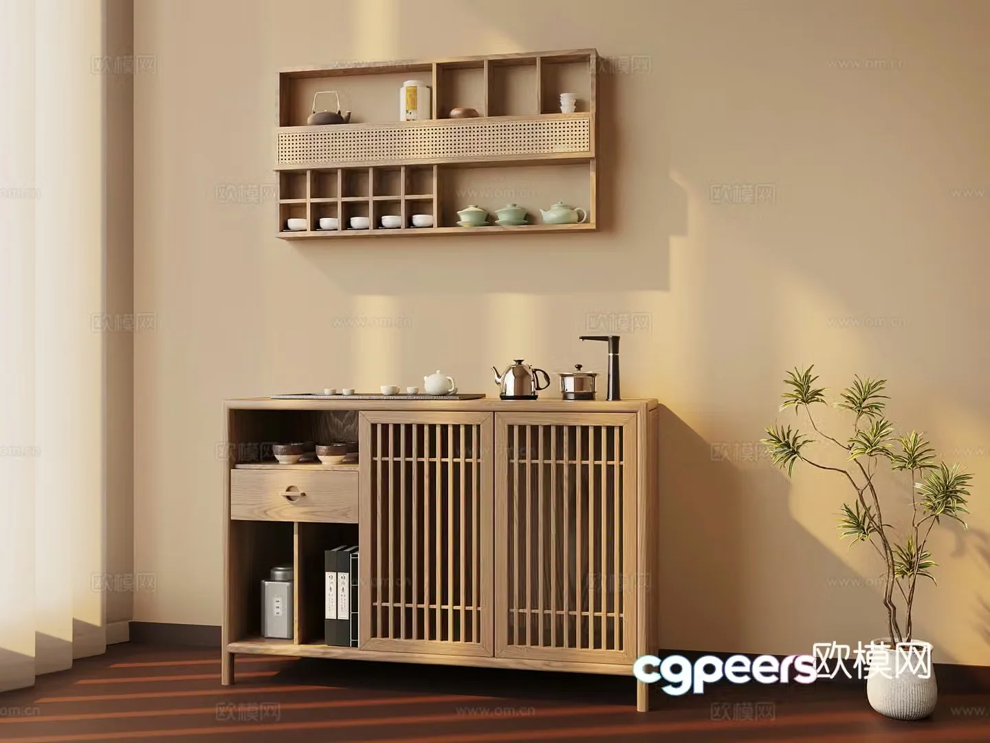New Chinese style tea cabinet 3D model