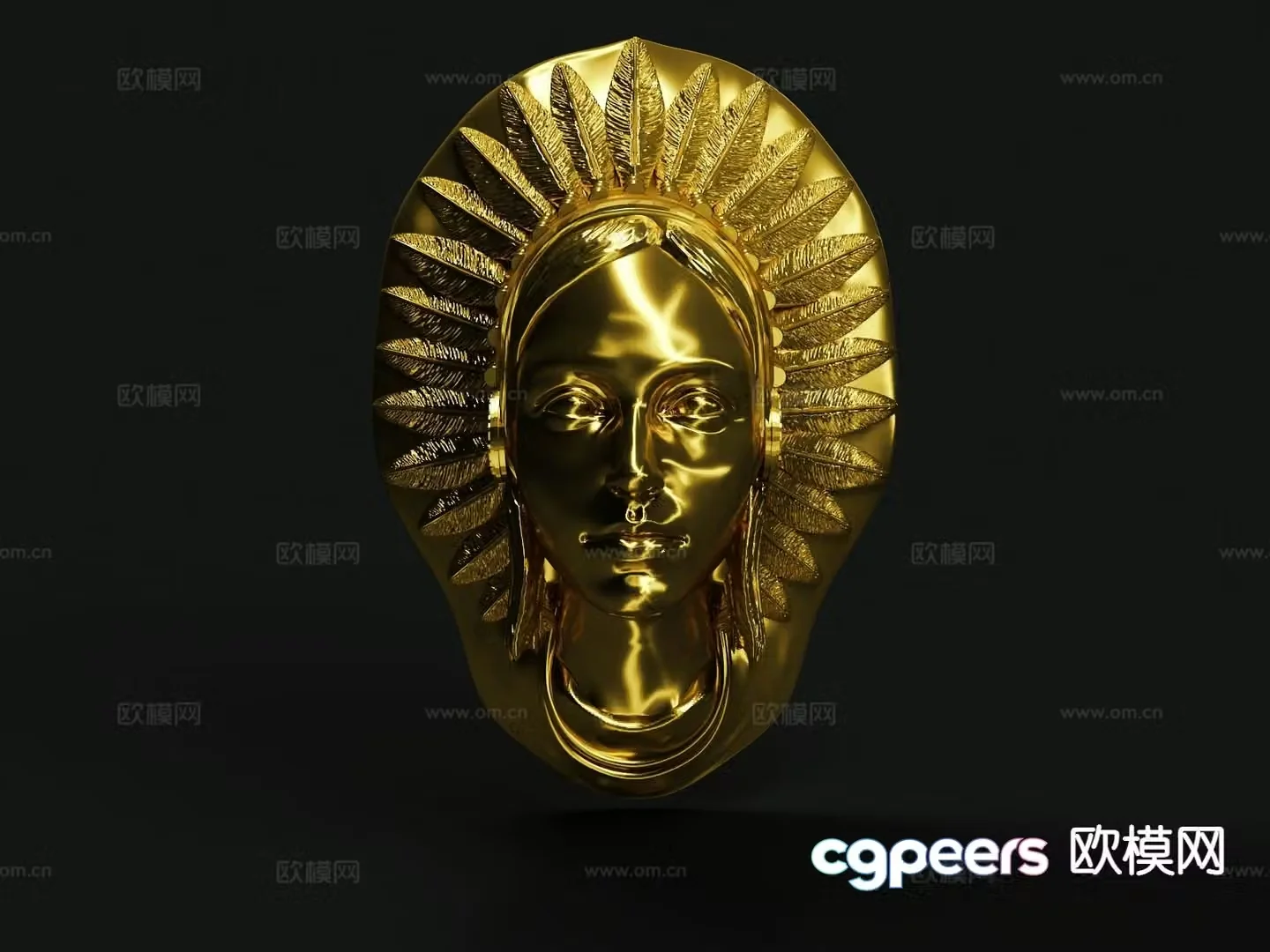 Indian gold mask sculpture 3d model