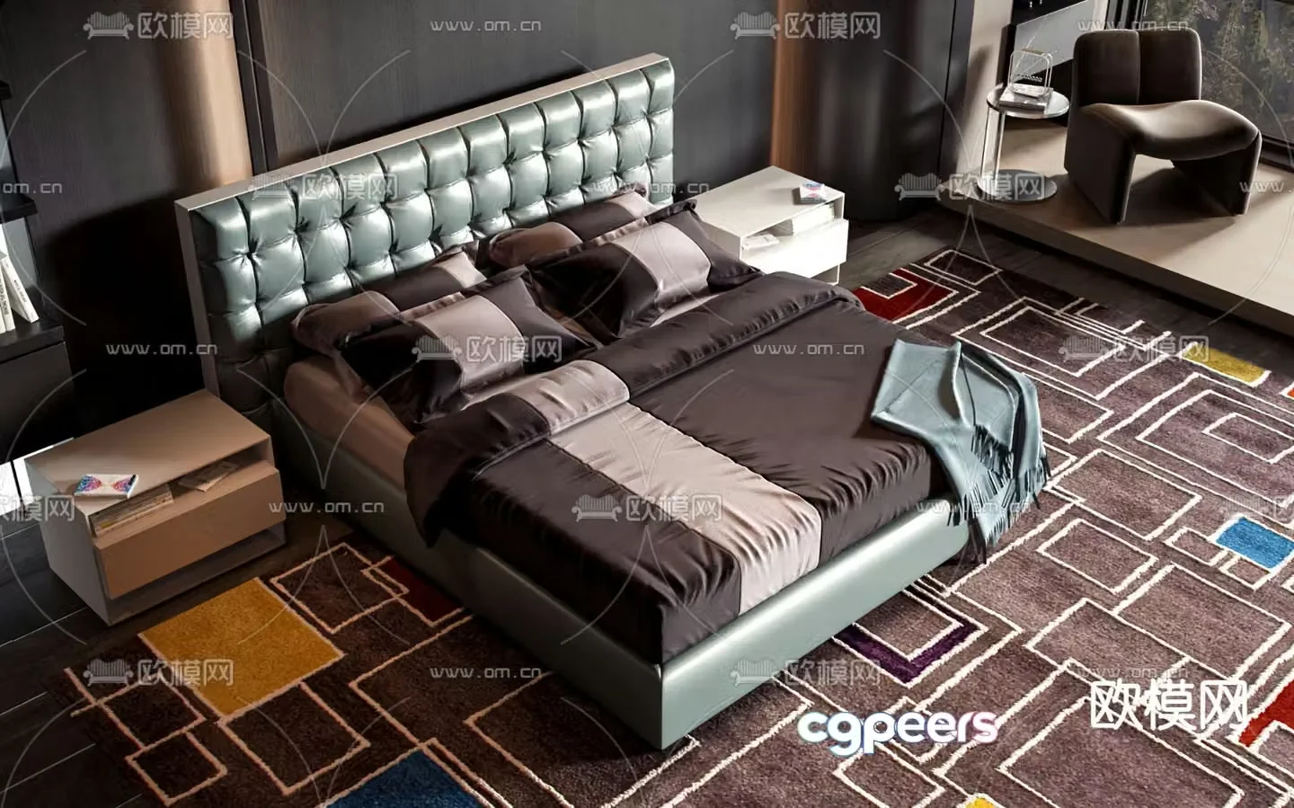 Commercial bed double bed 3d model