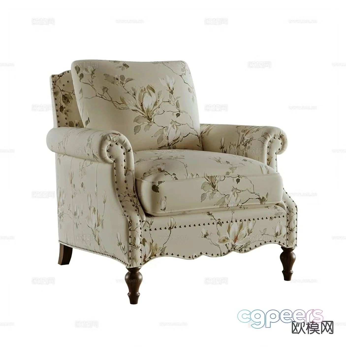 French single sofa leisure sofa 3d model