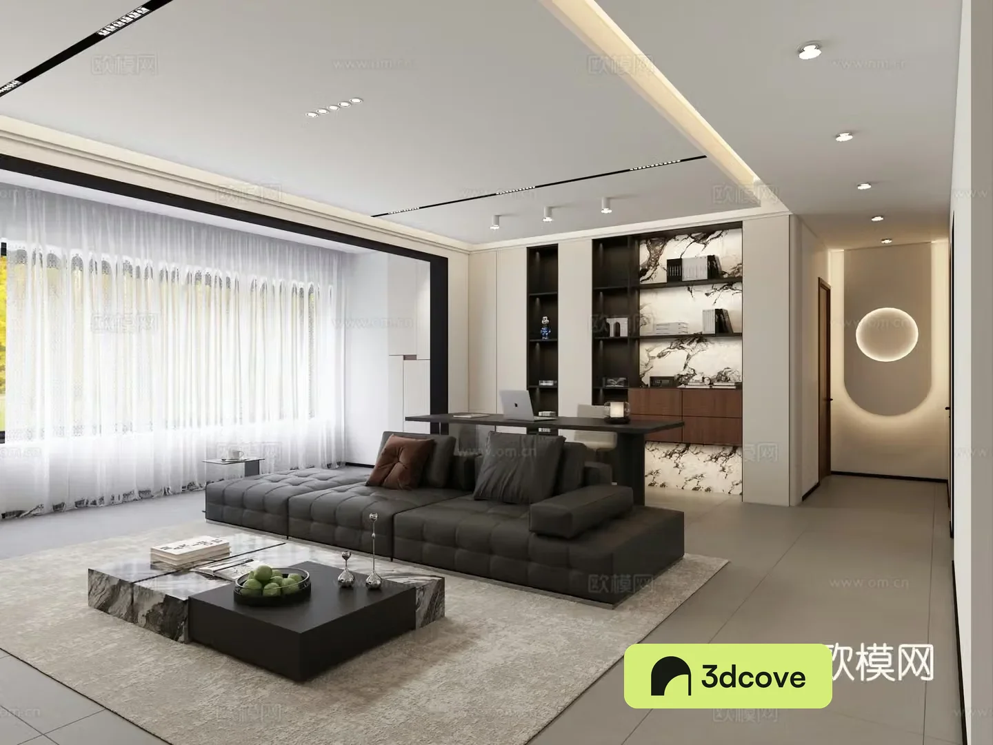 Modern Italian light luxury living and dining room