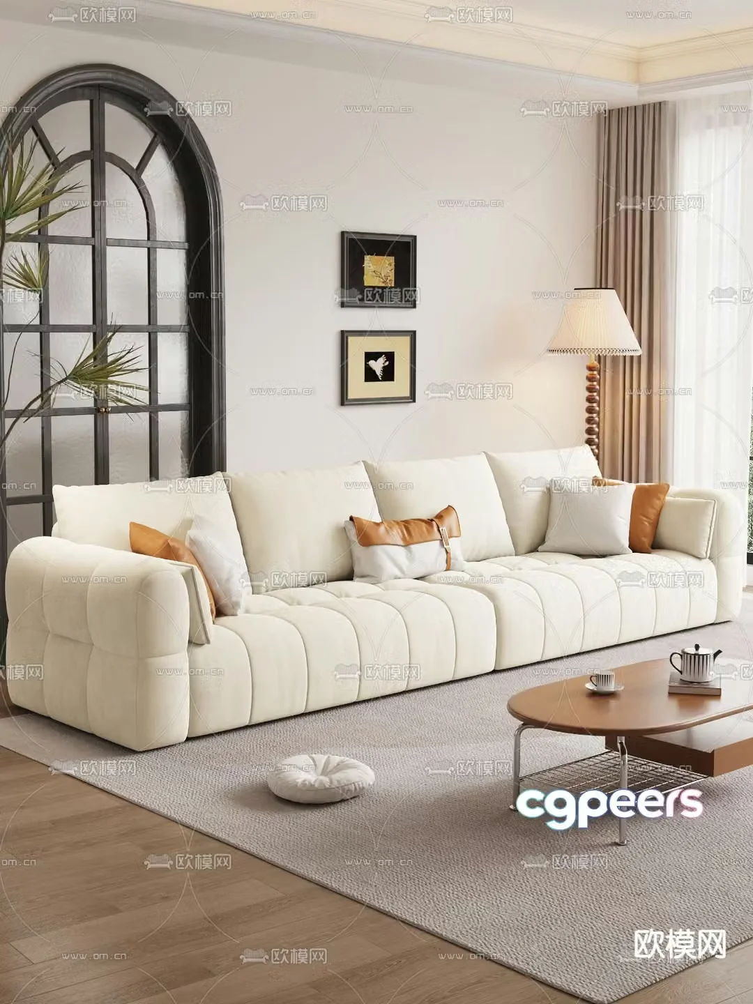 Medieval style sofa multi-person sofa 3d model