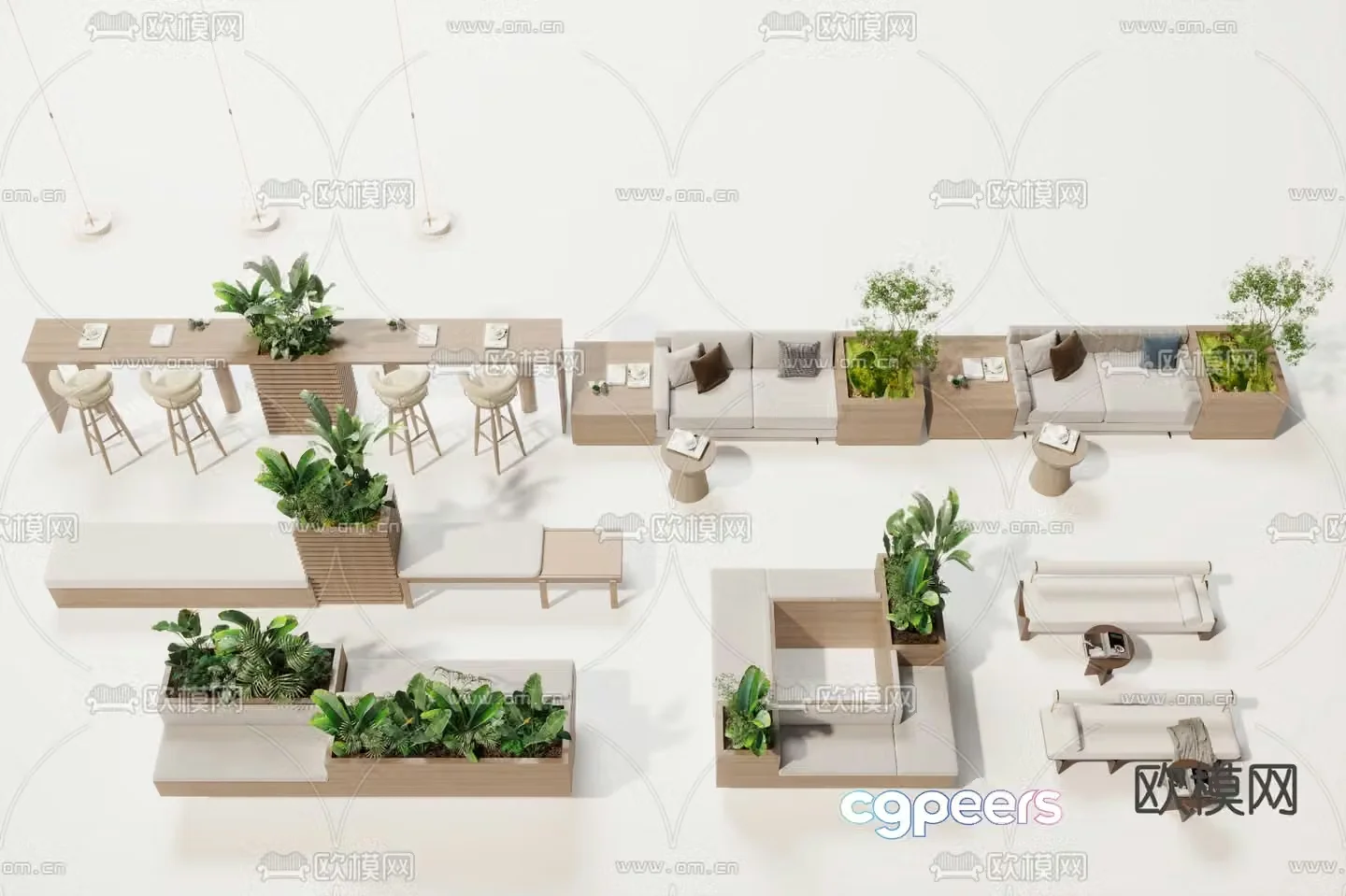 Plant sofa booth 3D model