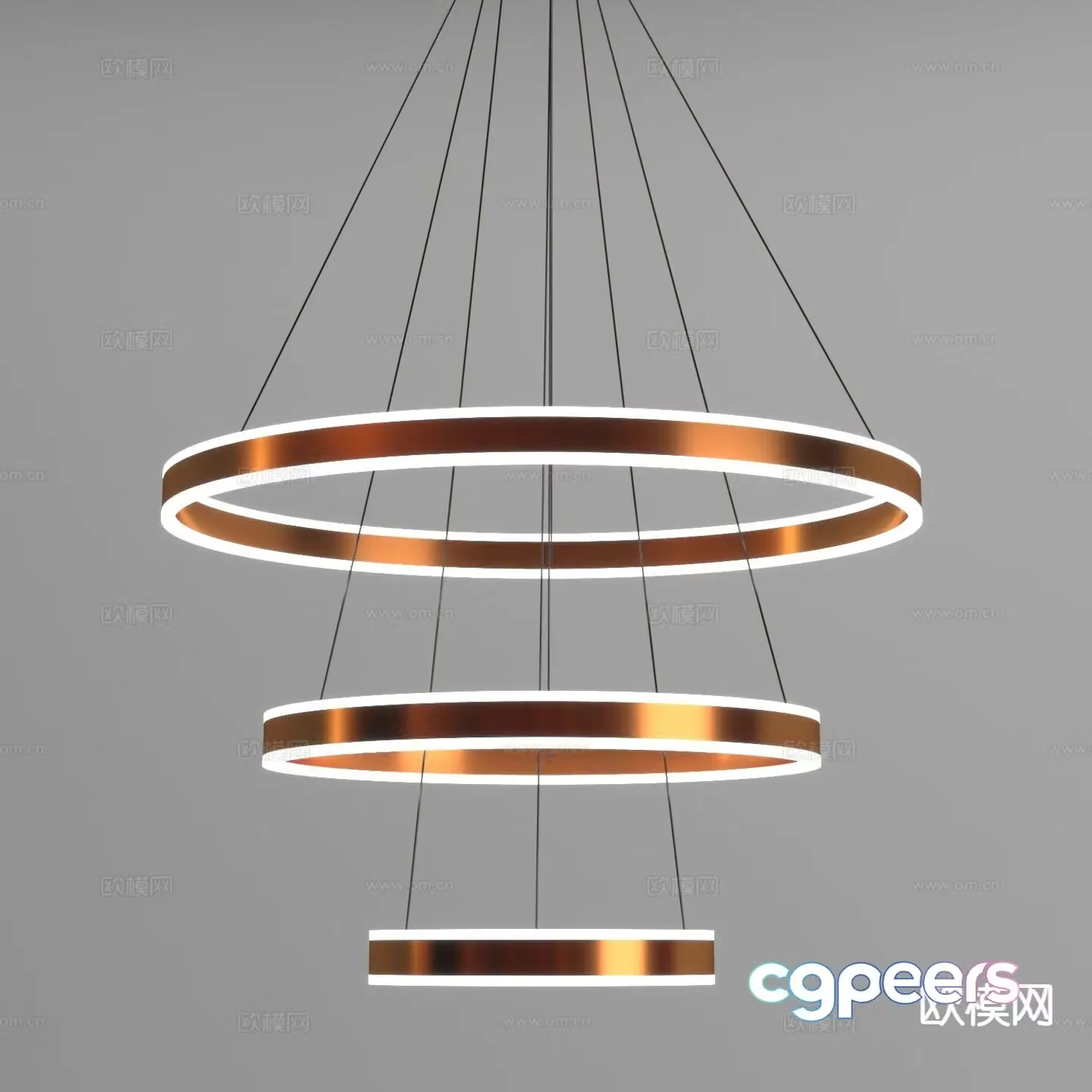 Light luxury ring chandelier 3D model