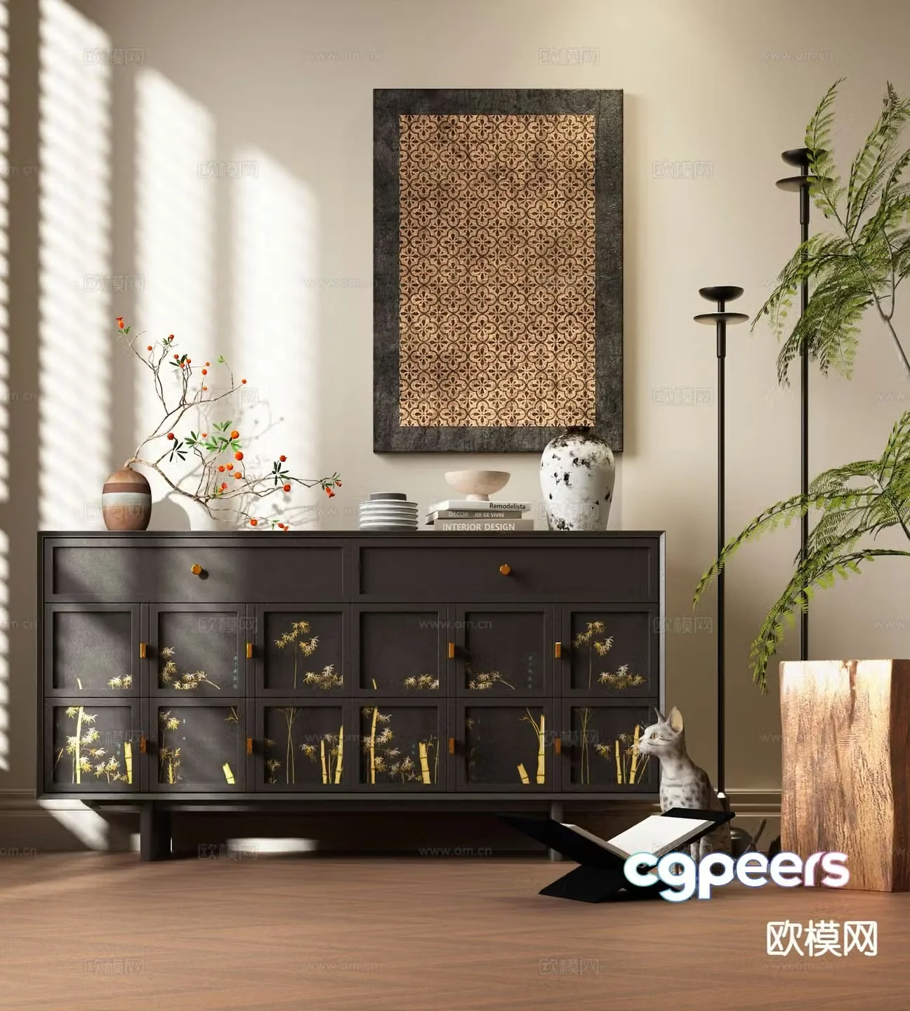 New Chinese style chest of drawers 3D model