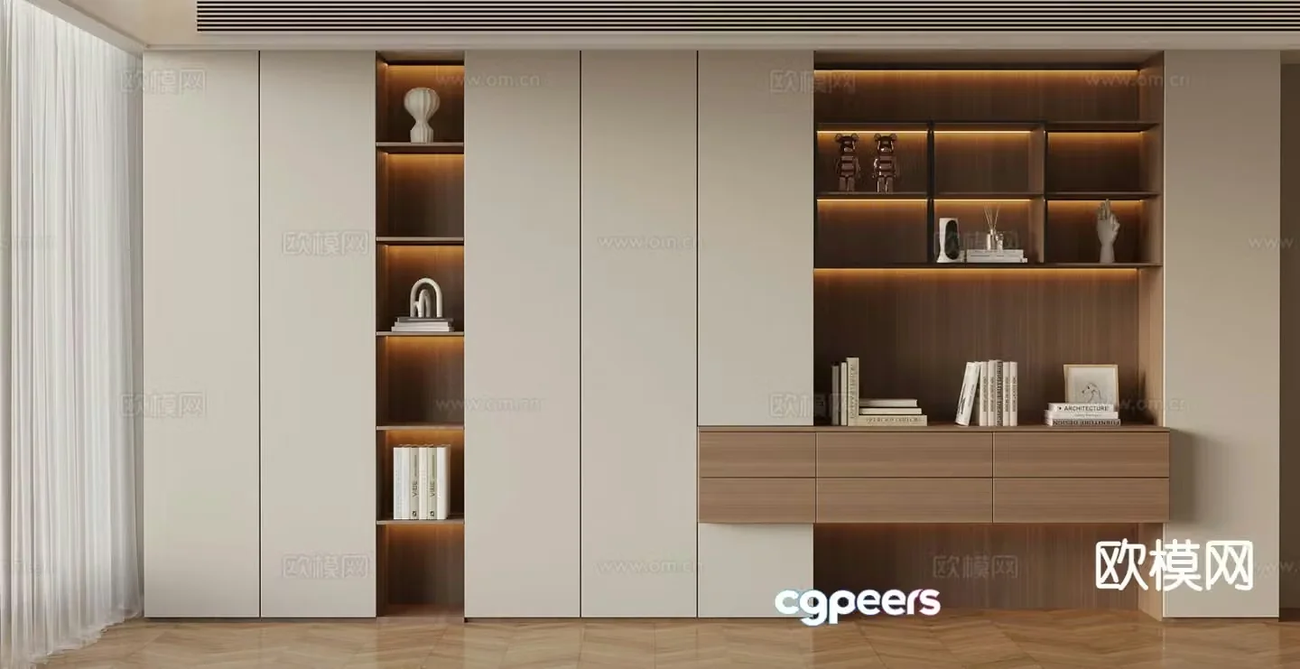 Modern bookcase 3d model