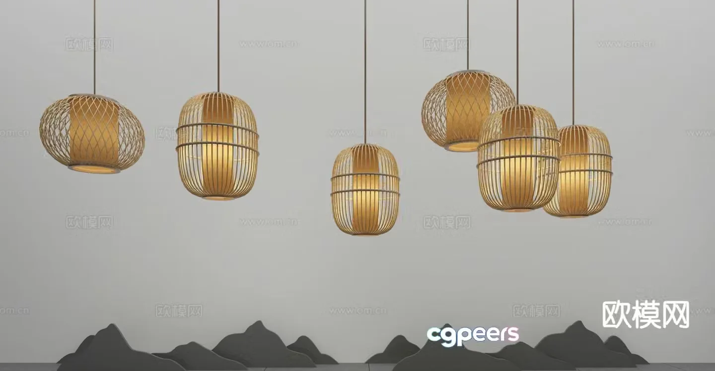 New Chinese style chandelier 3d model